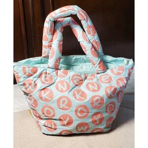 Robin Ruth Puffer Satchel New York Mint & Pink Bag Purse Pink Lining Med Size